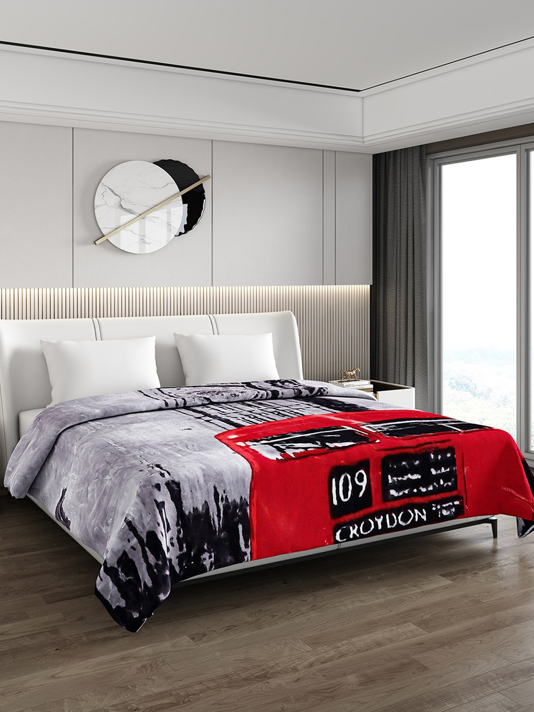 

Monte Carlo Grey & Red 800 GSM Heavy Winter Double Bed Blanket