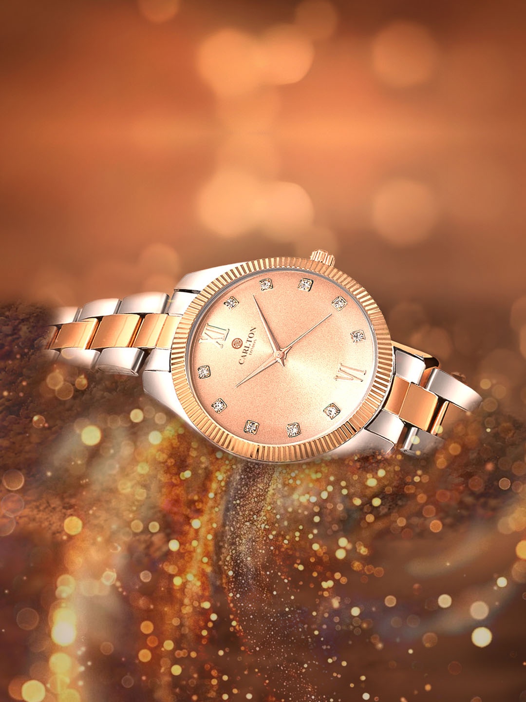 

Carlton London Women Embellished Dial & SS Bracelet Style Straps Analogue Watch CLBRTRSG, Multi