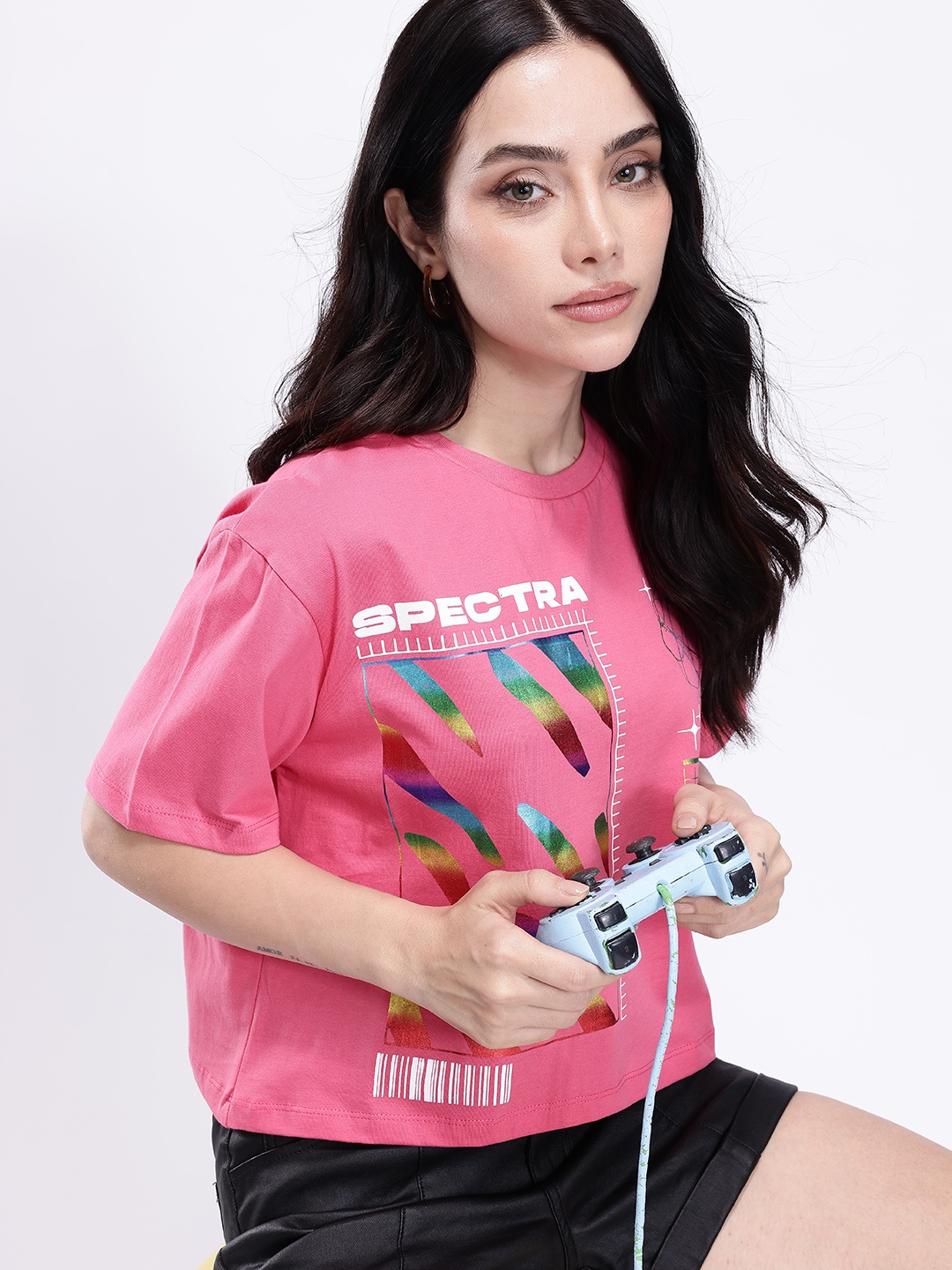 

Kook N Keech Oversized Fit Graphic Printed Pure Cotton T-shirt, Pink