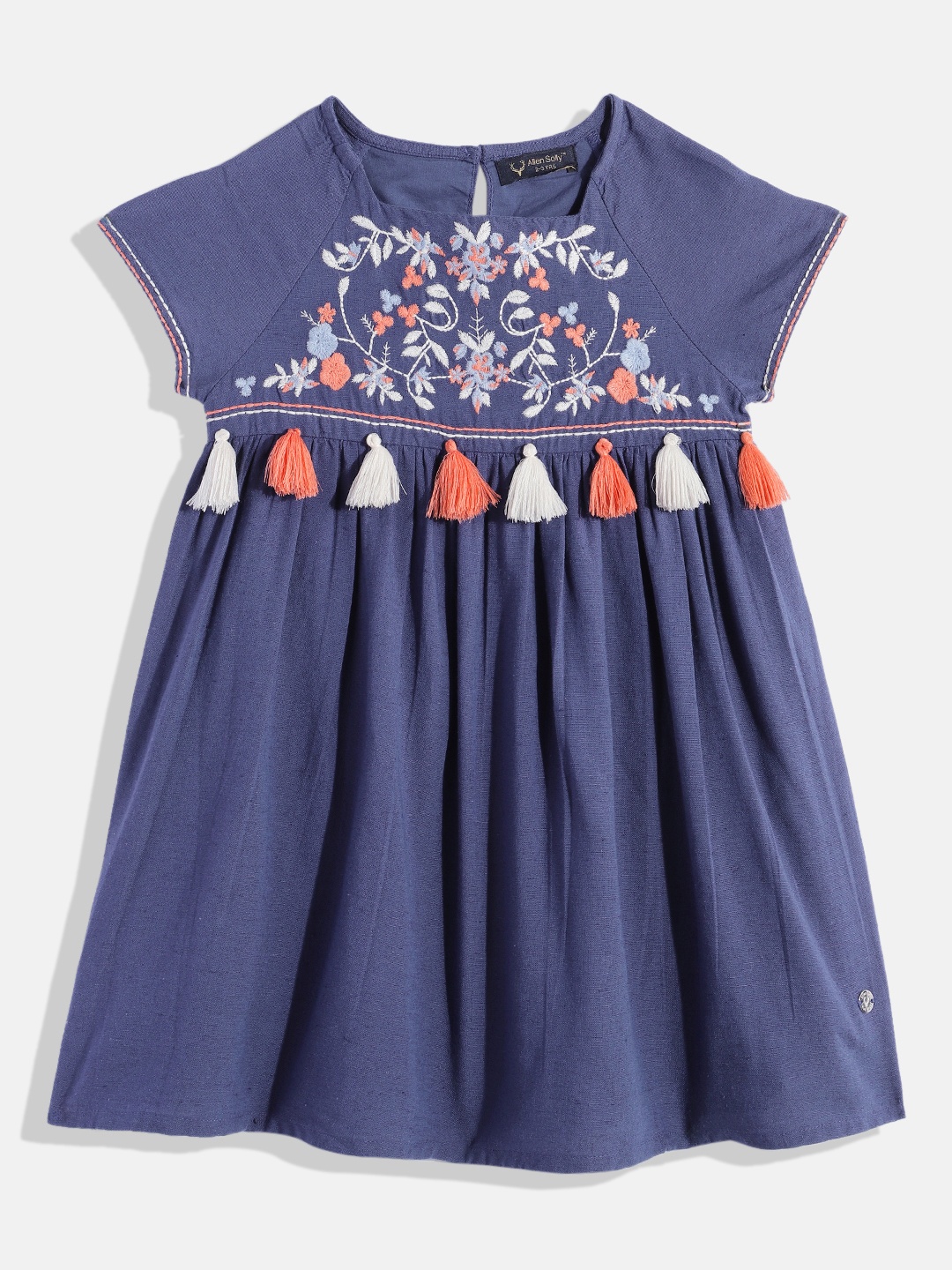 

Allen Solly Junior Girls Floral Embroidered Empire Dress, Blue