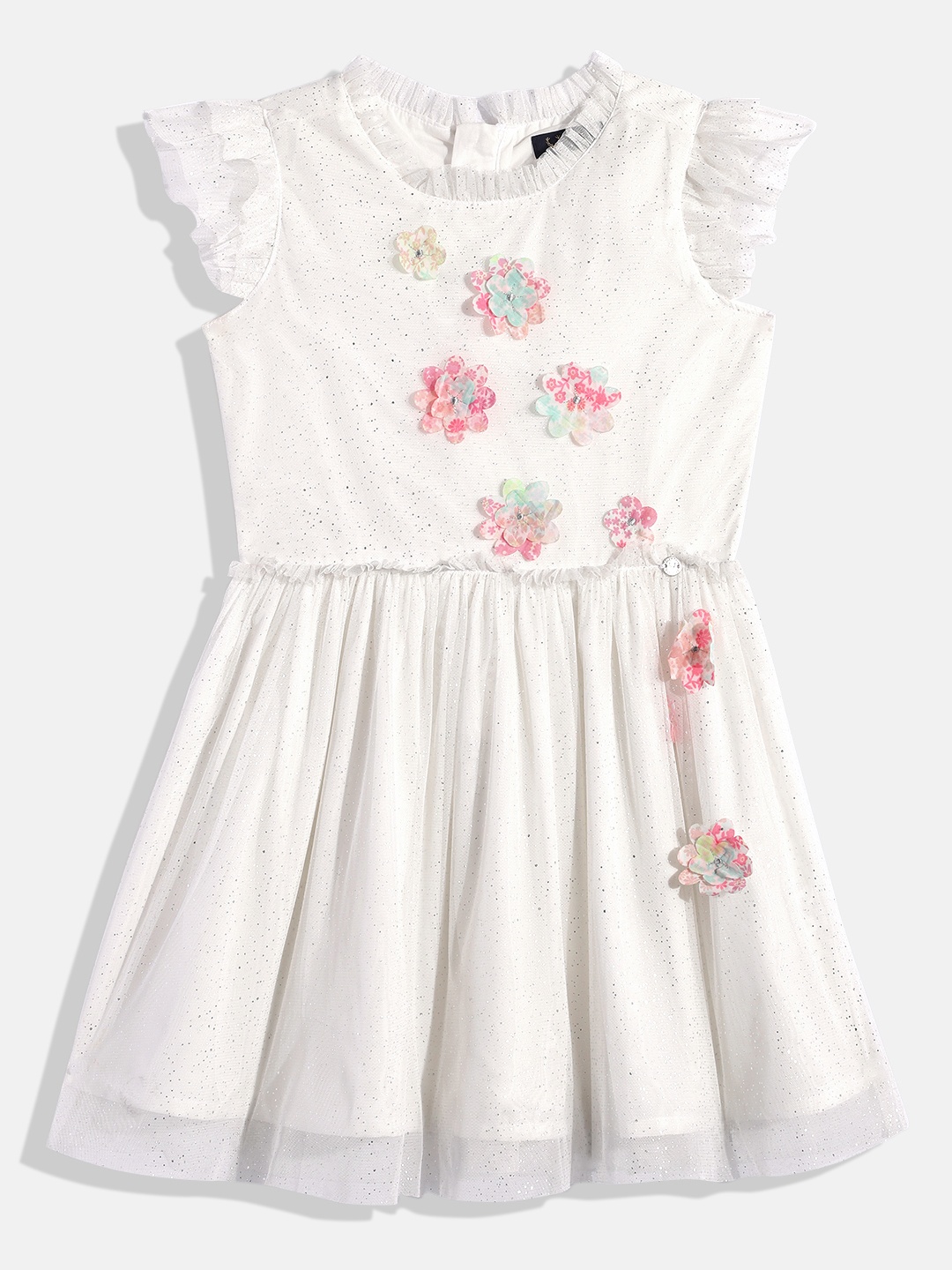 

Allen Solly Junior Girls Embellished Flutter Sleeve Applique Fit & Flare Dress, White