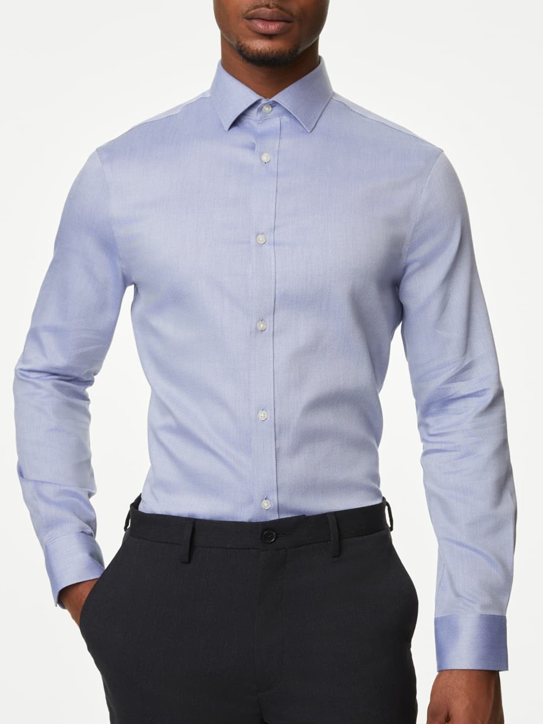 

Marks & Spencer Men Slim Fit Opaque Casual Shirt, Blue