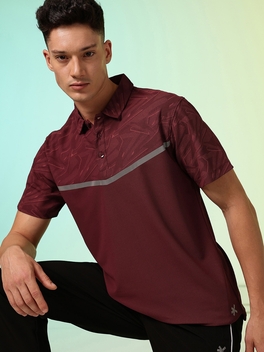 

HRX by Hrithik Roshan Men Printed Polo Collar Tennis T-shirt, Maroon