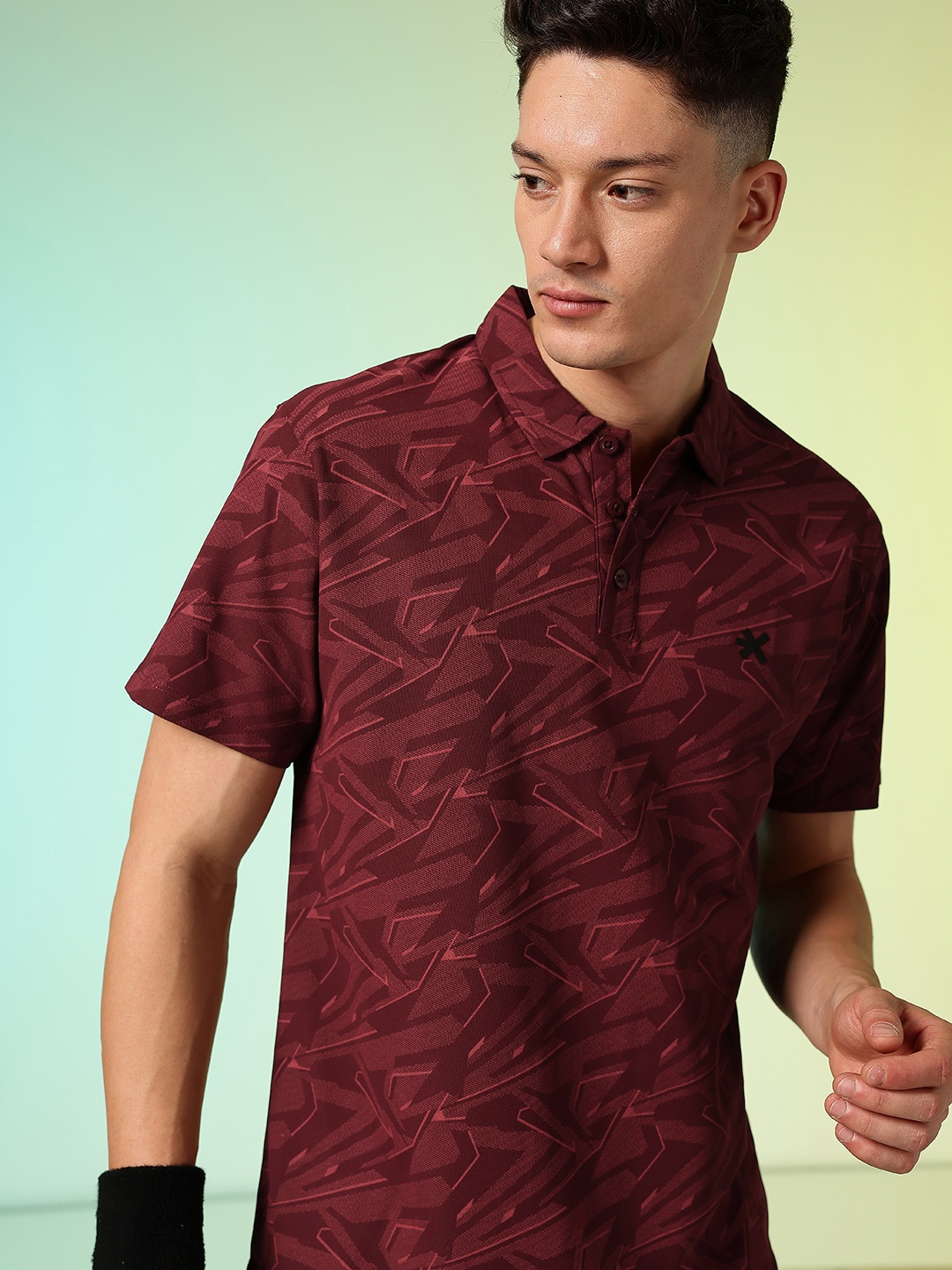 

HRX by Hrithik Roshan Men Printed Polo Collar Tennis T-shirt, Maroon