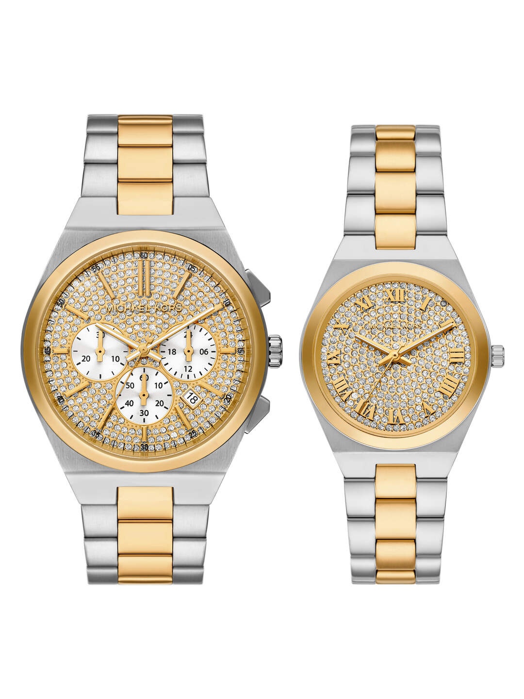 

Michael Kors Set of 2 Lennox Analogue Chronograph His & Her Watch MK7503SET, Gold