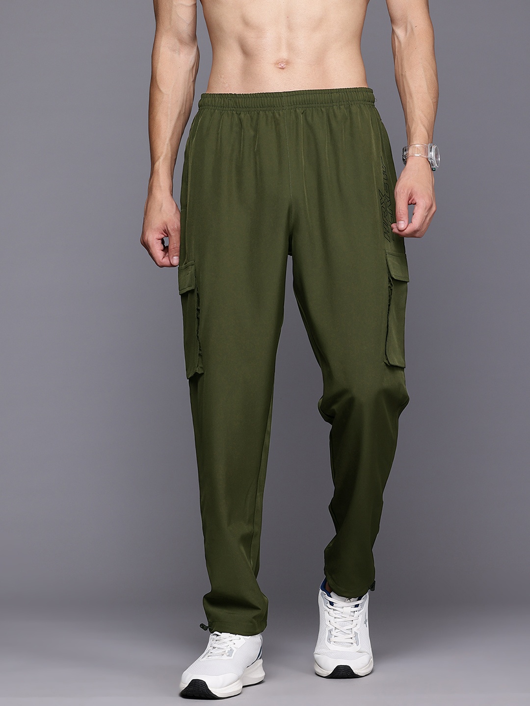 

HRX by Hrithik Roshan Men Rapid-Dry Training Cargo-Style Track Pants, Olive