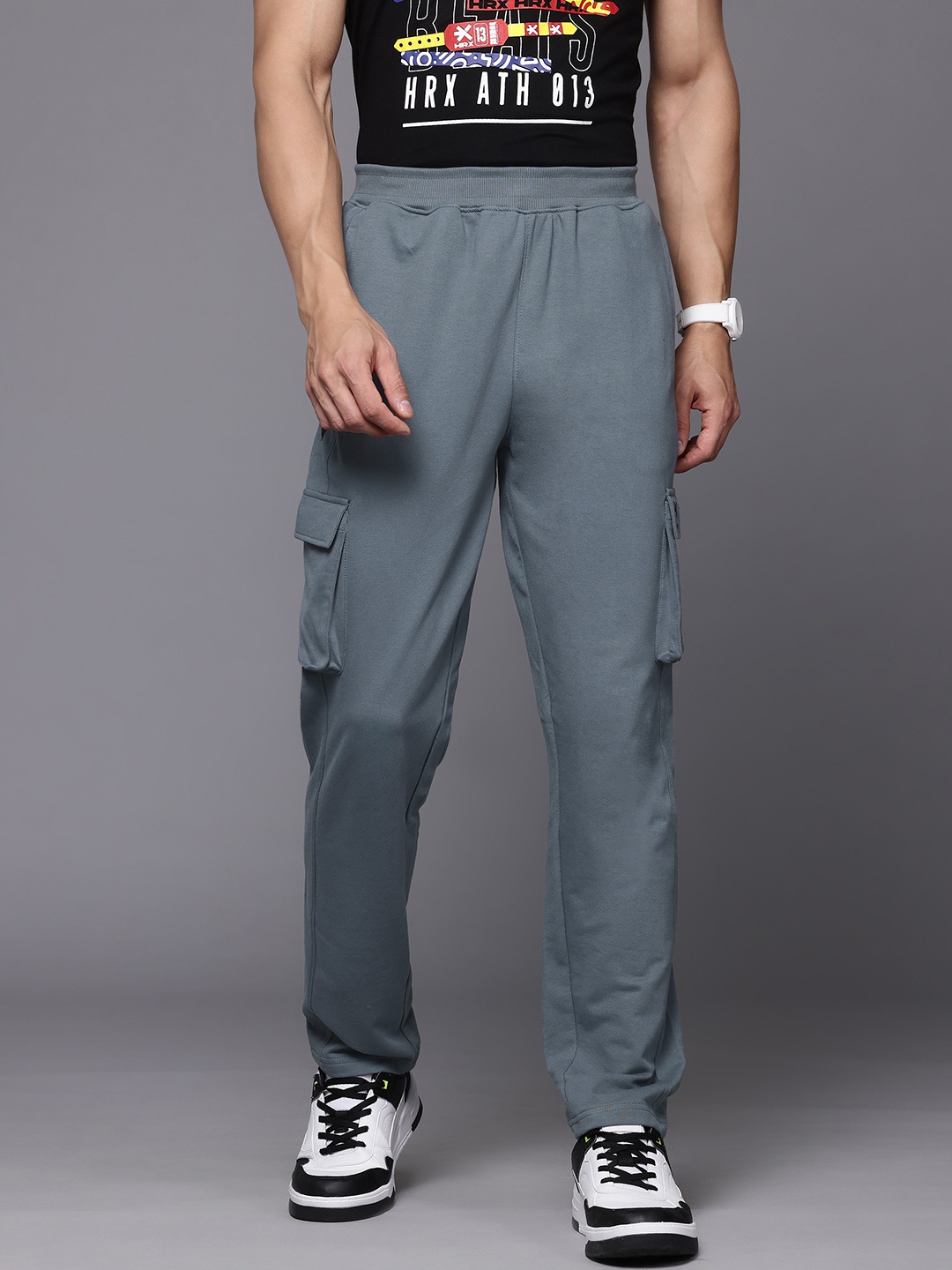 

HRX by Hrithik Roshan Men Cargo Style Lifestyle Track Pants, Blue