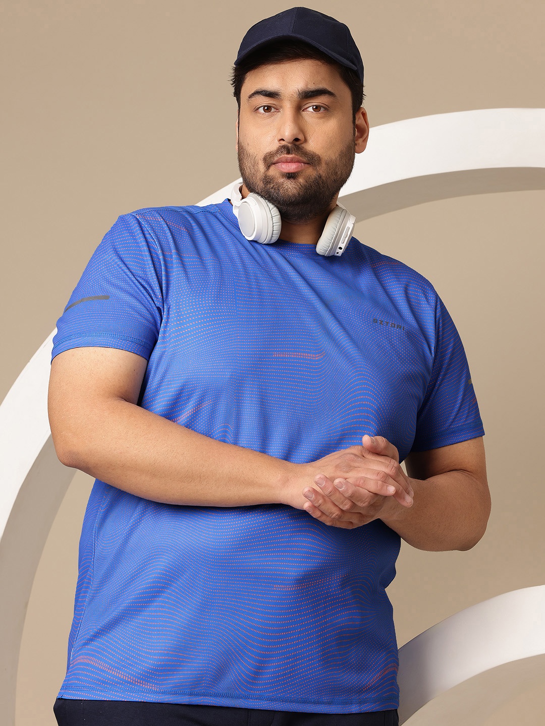 

Sztori Men Plus Size Printed T-shirt, Blue