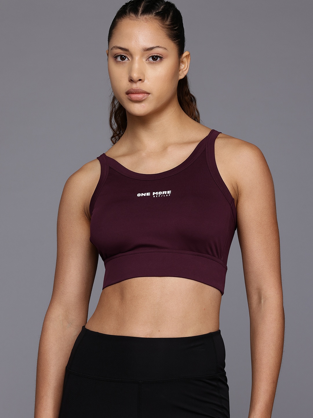

HRX by Hrithik Roshan Rapid-Dry Lightly Padded Running Workout Bra, Brown