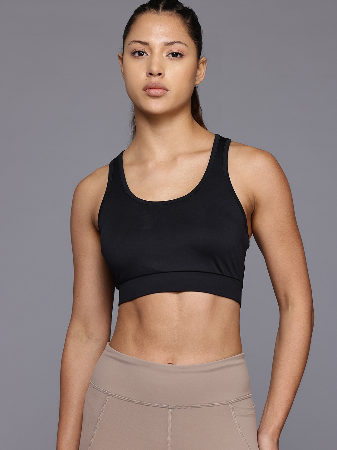 

HRX by Hrithik Roshan Rapid-Dry Lightly Padded Running Workout Bra, Black