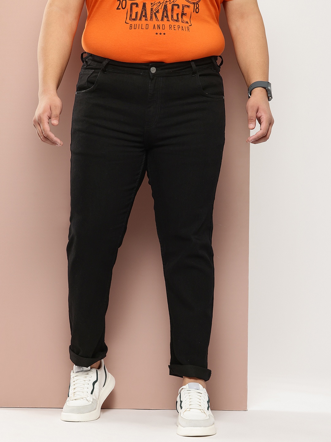 

Sztori Men Plus Size Slim Fit Stretchable Jeans, Black