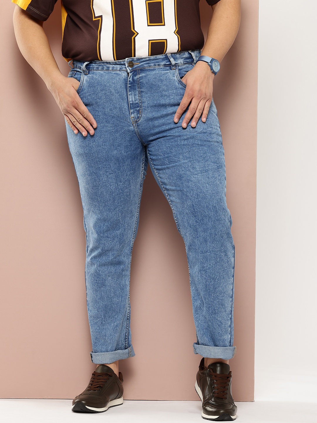 

Sztori Men Plus Size Slim Fit Light Fade Stretchable Jeans, Blue