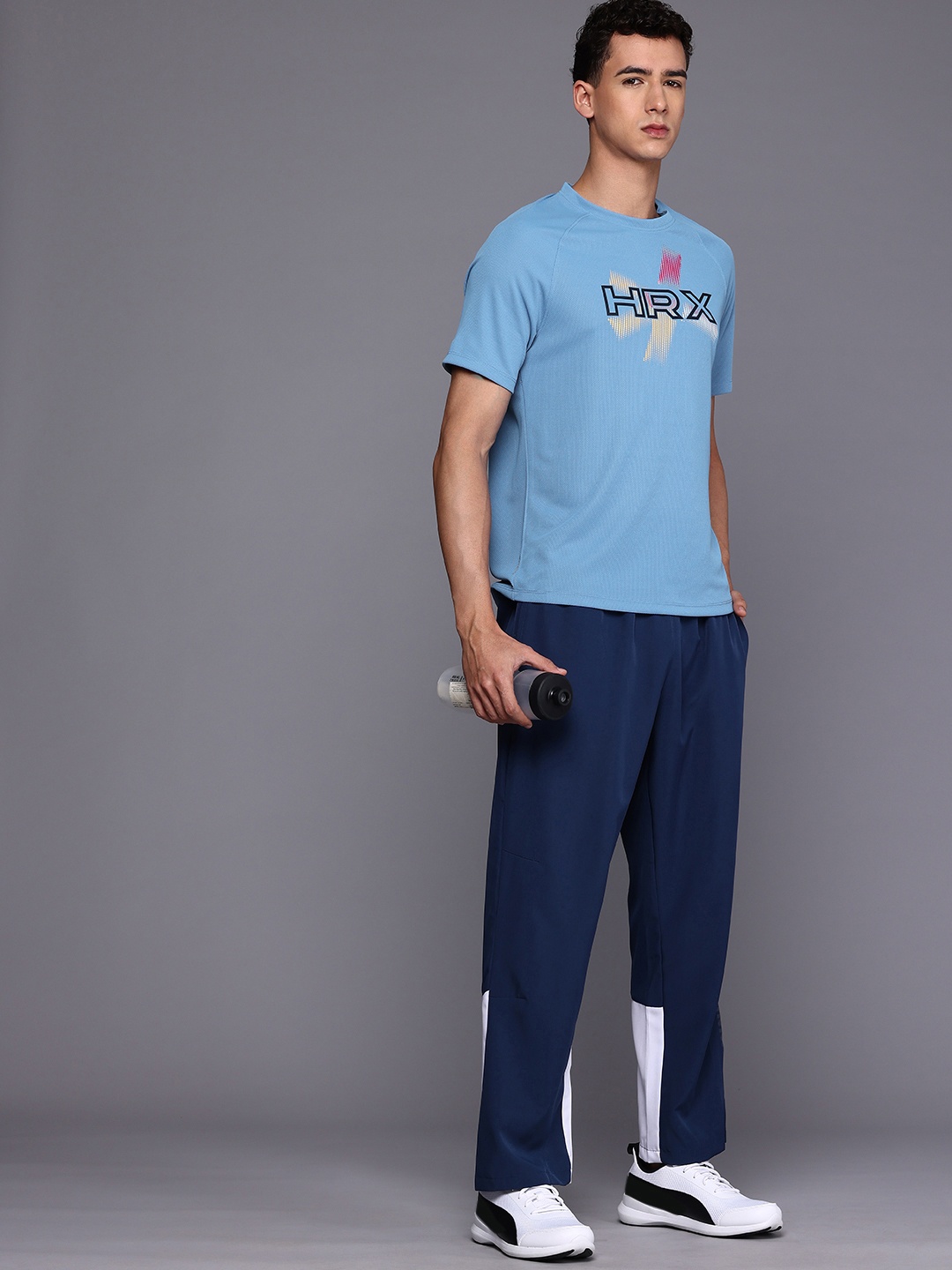 

HRX by Hrithik Roshan Brand Logo Printed Rapid-Dry Running T-shirt, Blue