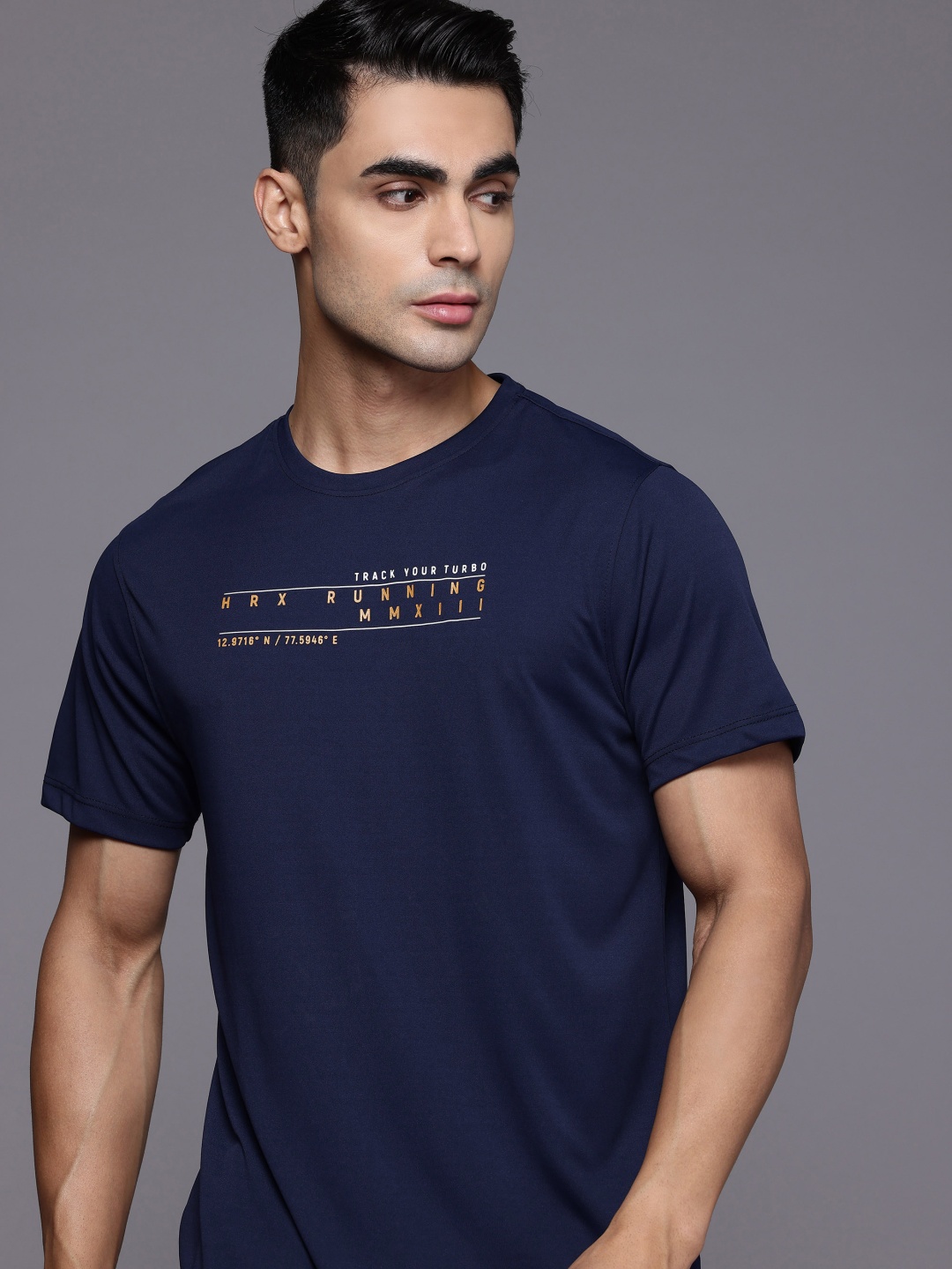 

HRX by Hrithik Roshan Rapid-Dry Running T-shirt, Navy blue
