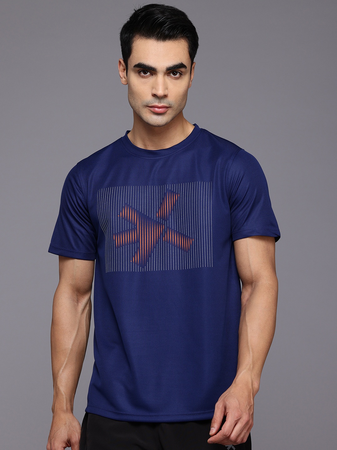 

HRX by Hrithik Roshan Printed Rapid-Dry Running T-shirt, Blue