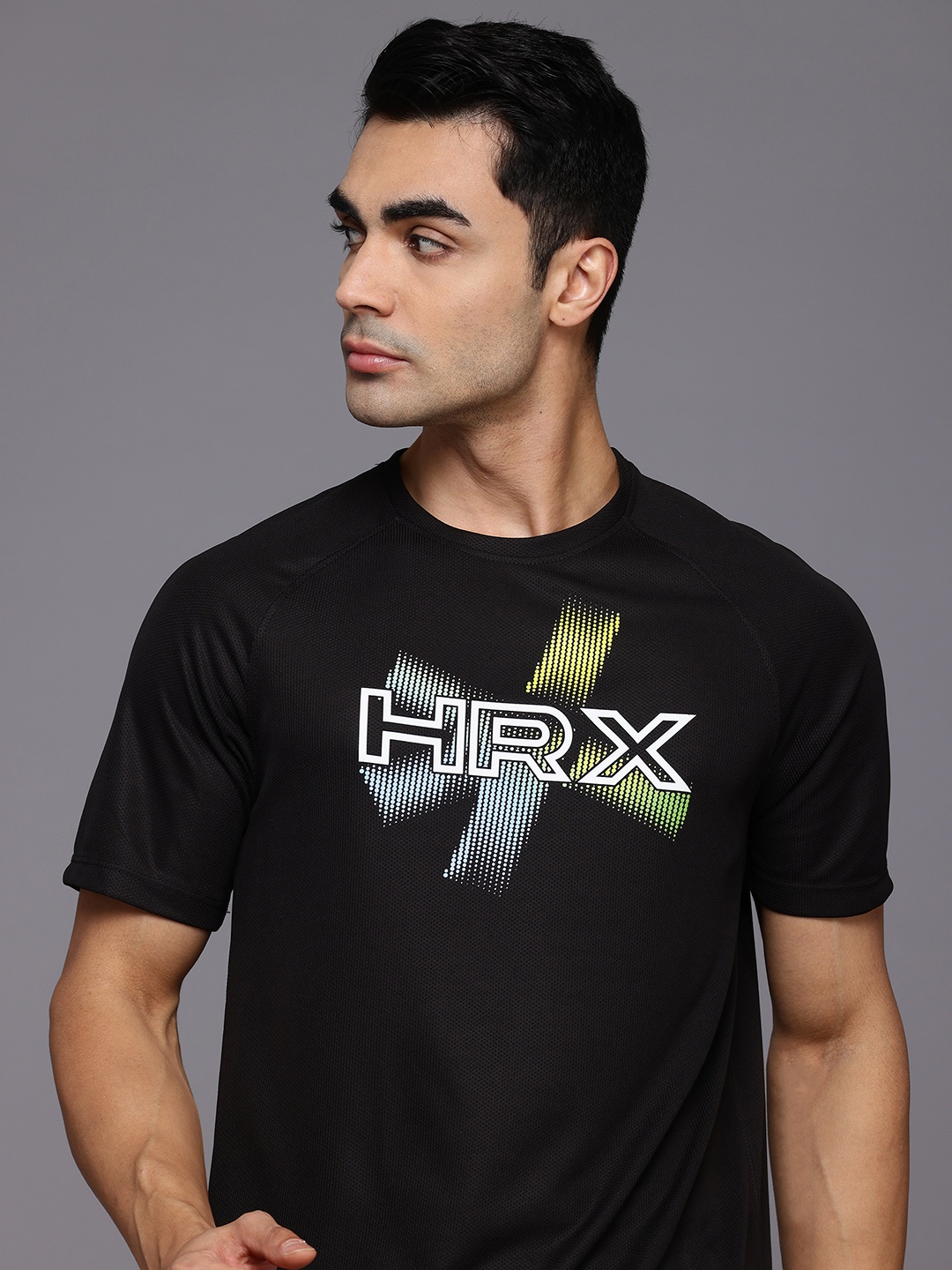 

HRX by Hrithik Roshan Printed Rapid-Dry Running T-shirt, Black