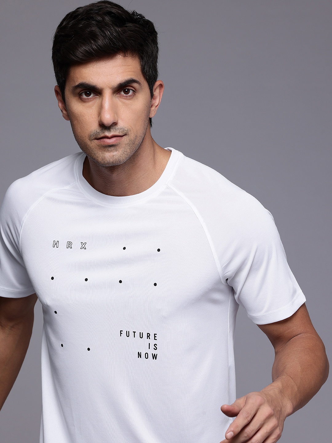 

HRX by Hrithik Roshan AIRFLOW Ultralite Printed Rapid Dry Antimicrobial Running T-shirt, White