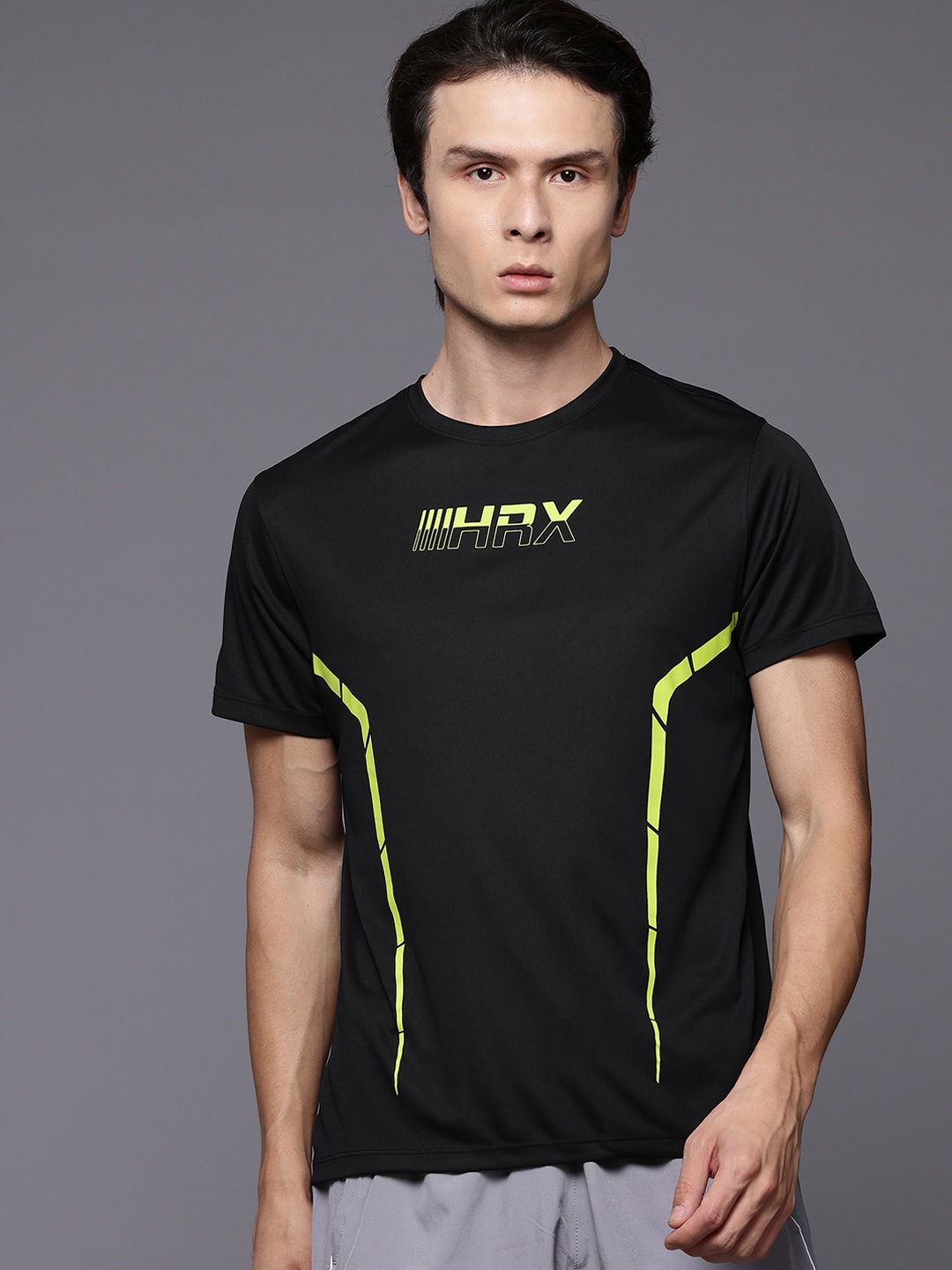 

HRX by Hrithik Roshan Rapid-Dry Printed Running T-shirt, Black