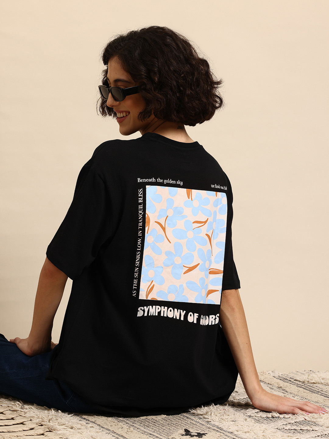 

Mast & Harbour Graphic Printed Oversized Longline T-shirt, Black