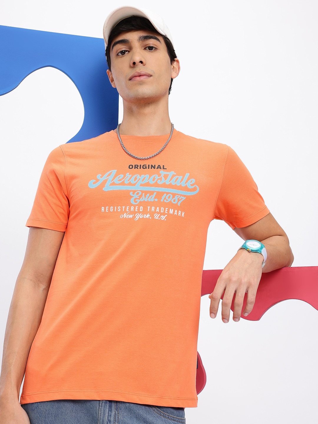 

Aeropostale Typography Pure Cotton T-shirt, Orange
