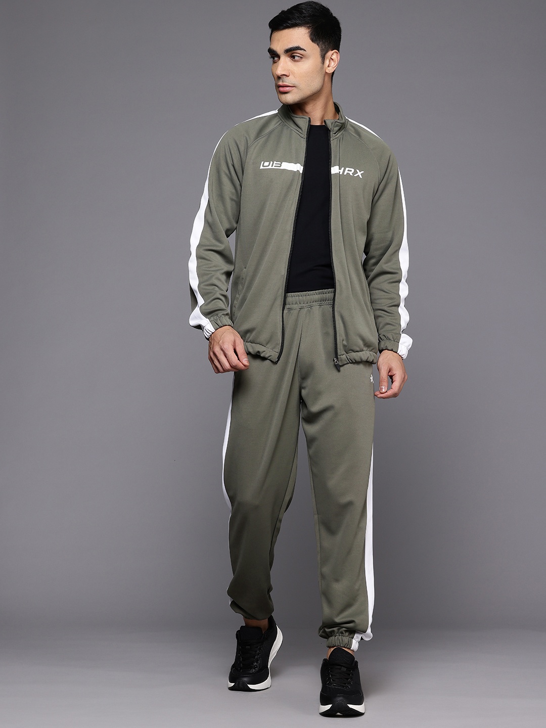 

HRX by Hrithik Roshan Men Rapid-Dry Running Tracksuits, Olive