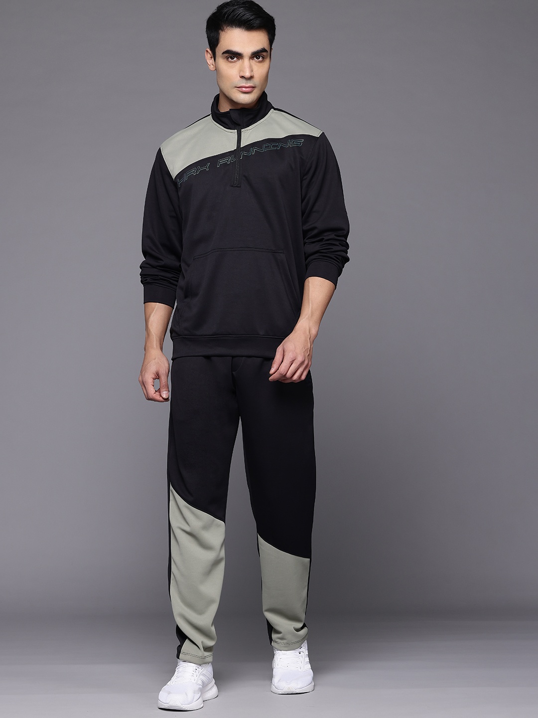 

HRX by Hrithik Roshan Colourblocked Rapid Dry Running Tracksuit, Black