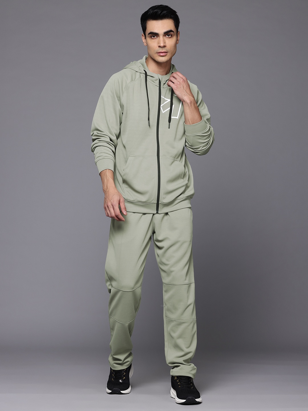 HRX by Hrithik Roshan Men Hooded Running Tracksuit, Green