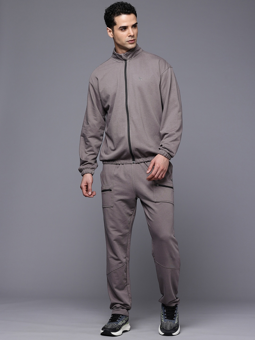 

HRX by Hrithik Roshan Mock Collar Training Tracksuits, Grey