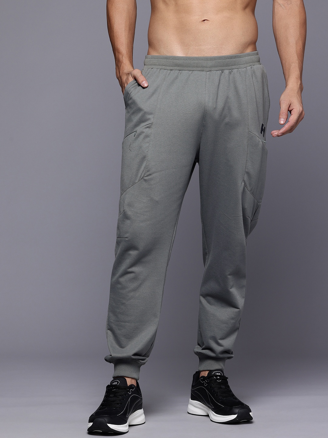 

HRX by Hrithik Roshan Men Irontribe Minimal Brand Logo Printed Training Joggers, Grey