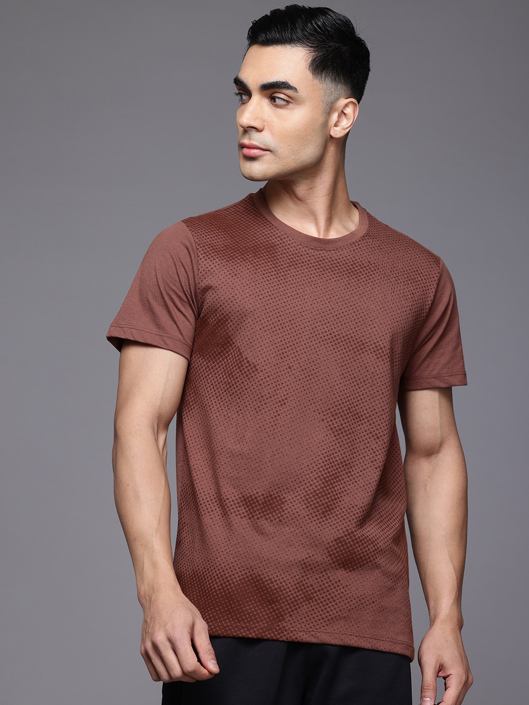 

HRX by Hrithik Roshan Printed Rapid-Dry Training T-shirt, Brown