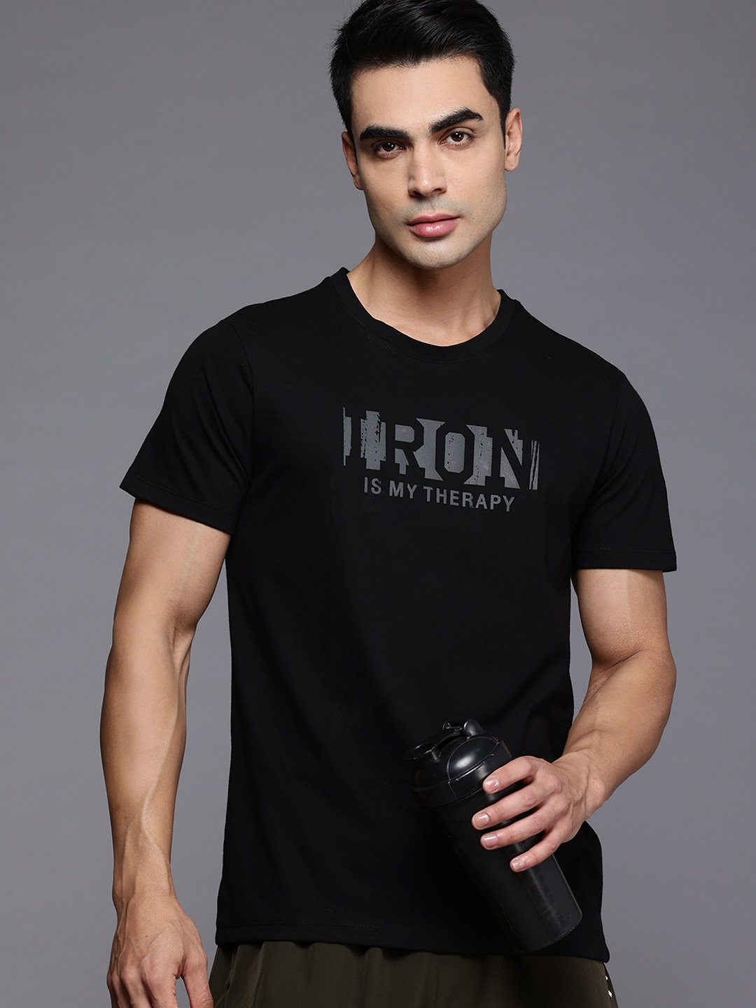 

HRX by Hrithik Roshan Rapid-Dry Typography Print Training T-shirt, Black