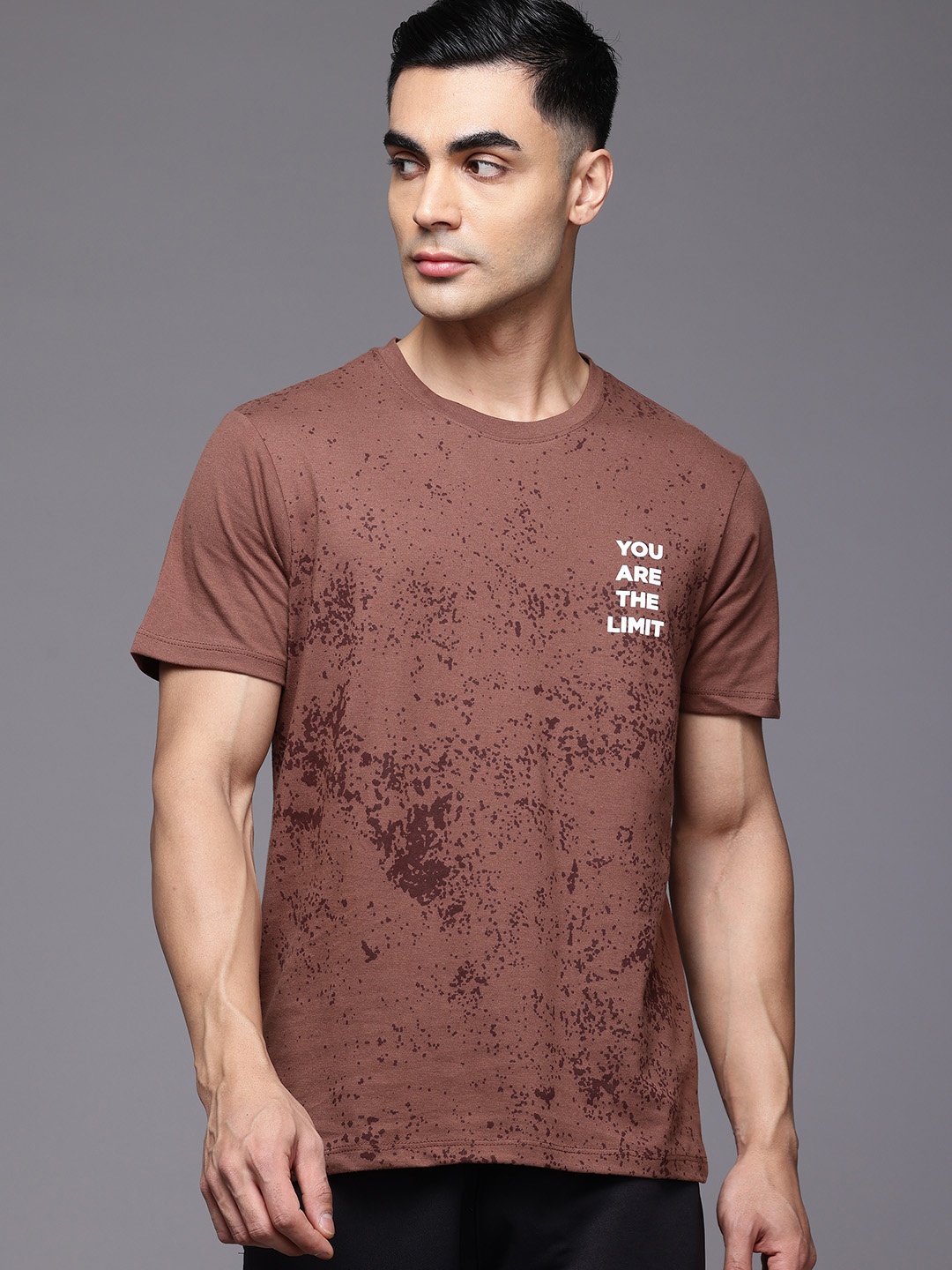 

HRX by Hrithik Roshan Typography Printed Rapid-Dry Training T-shirt, Brown