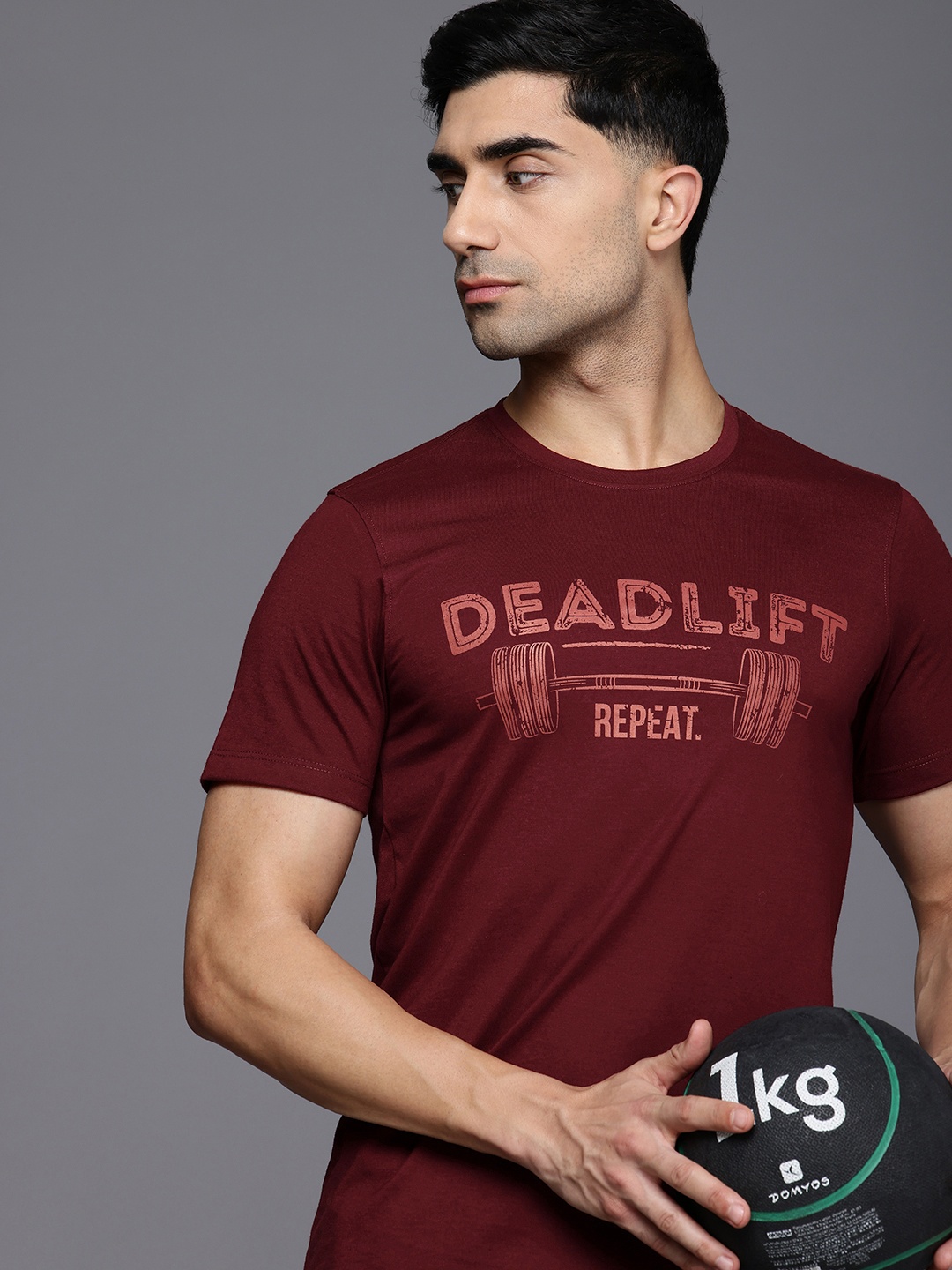 

HRX by Hrithik Roshan IRONTRIBE Typography Printed Training T-shirt, Maroon