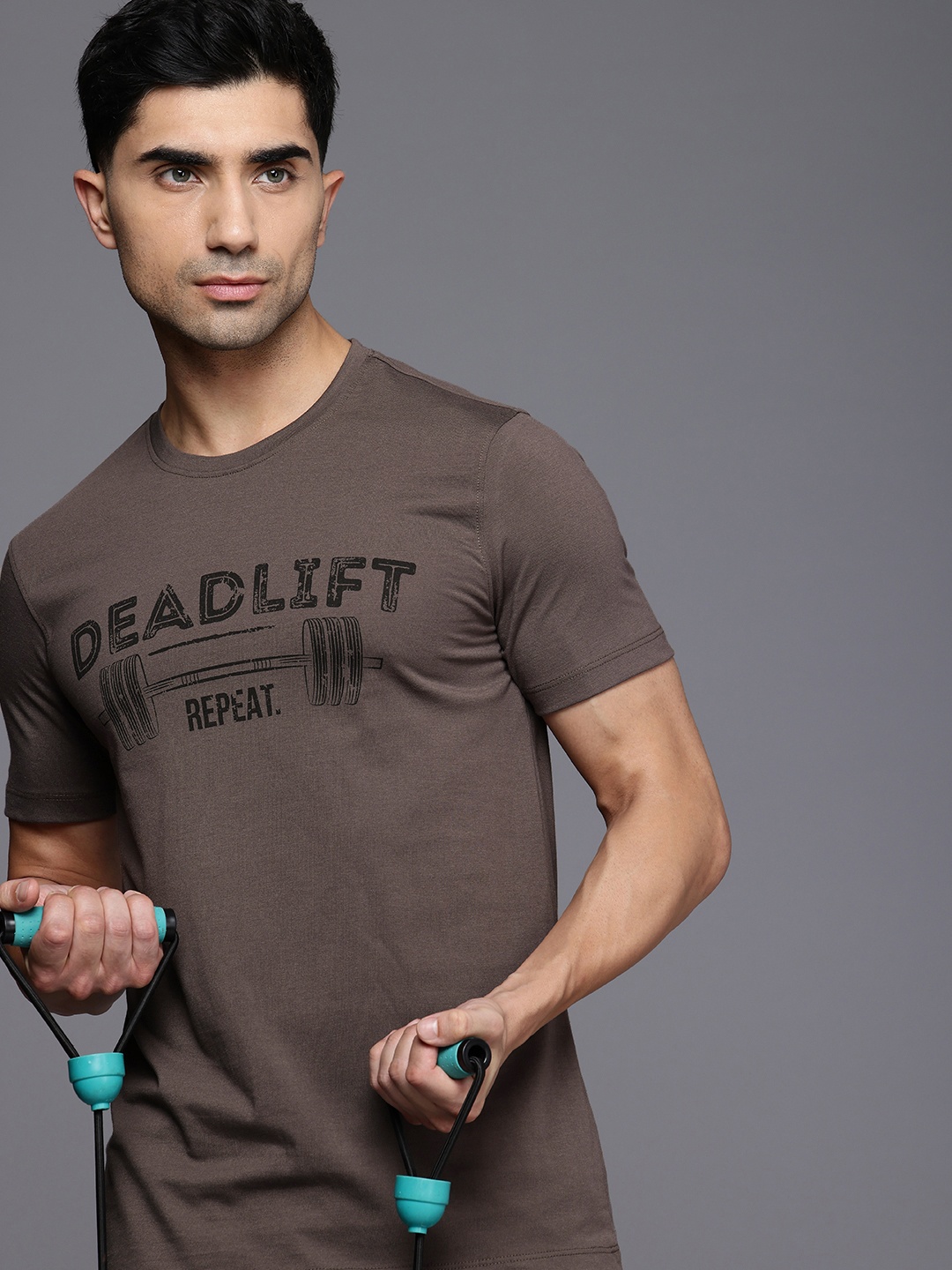 

HRX by Hrithik Roshan IRONTRIBE Typography Printed Training T-shirt, Grey