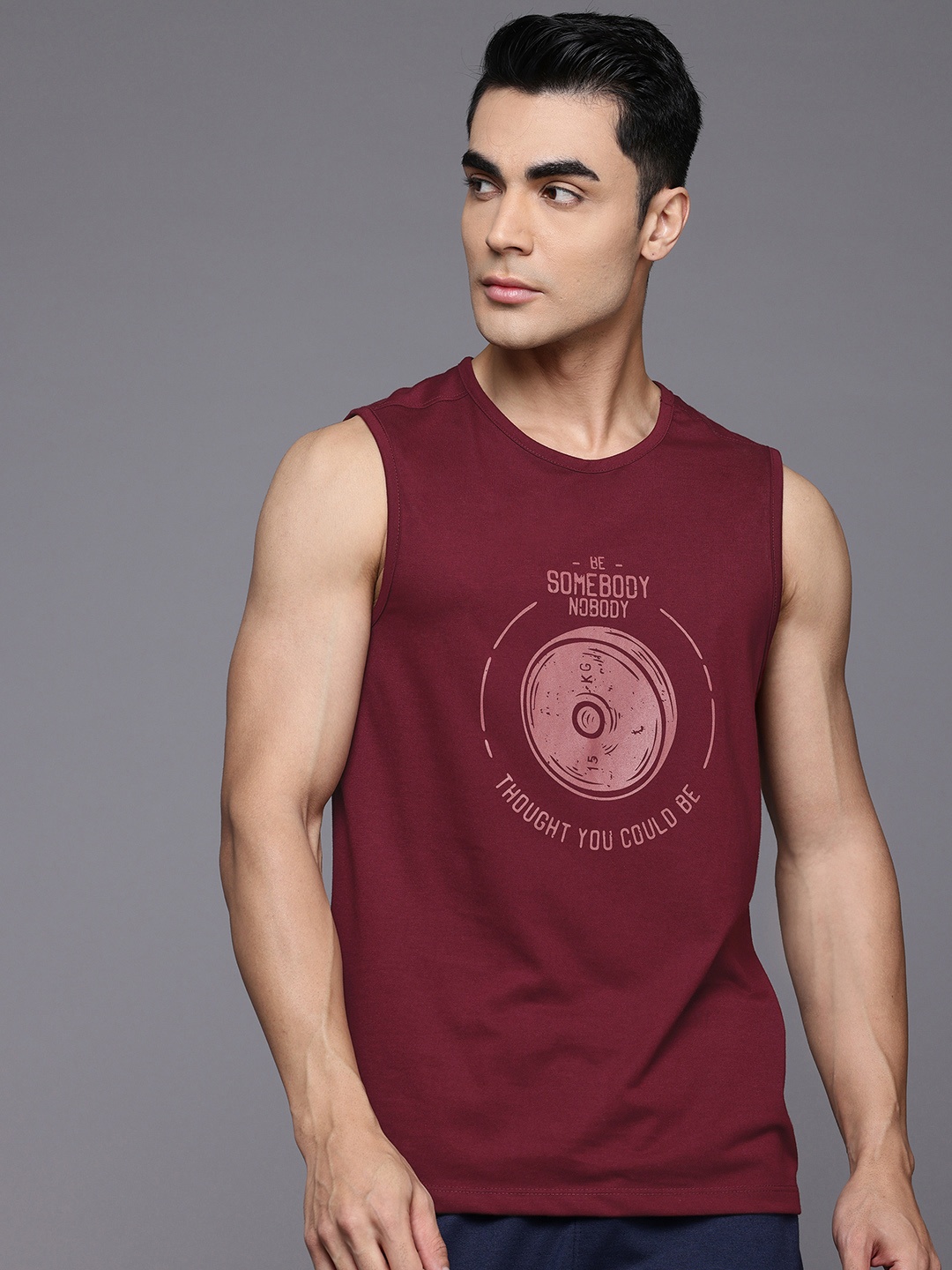 

HRX by Hrithik Roshan Printed Training T-shirt, Maroon