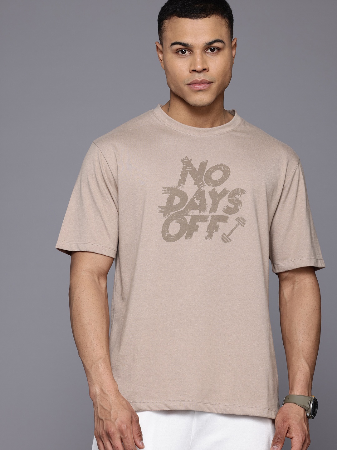 

HRX by Hrithik Roshan Men Typography Printed T-shirt, Beige