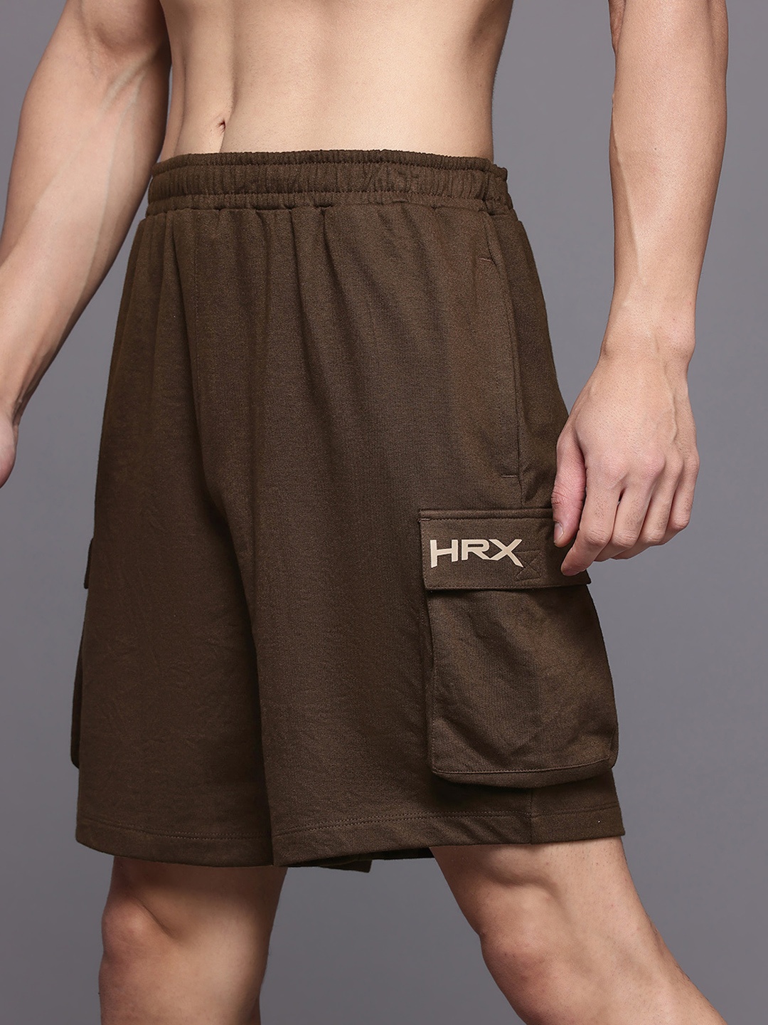 

HRX by Hrithik Roshan Men Cargo Style Training Shorts, Brown