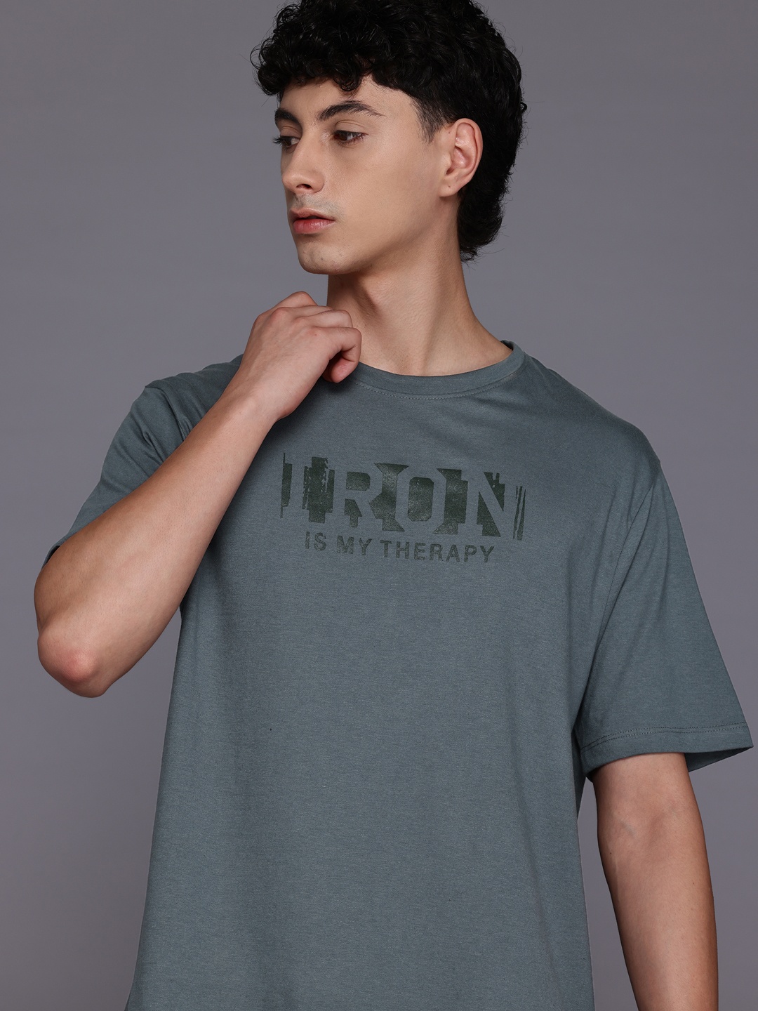 

HRX by Hrithik Roshan Printed Drop-Shoulder Sleeves T-shirt, Grey