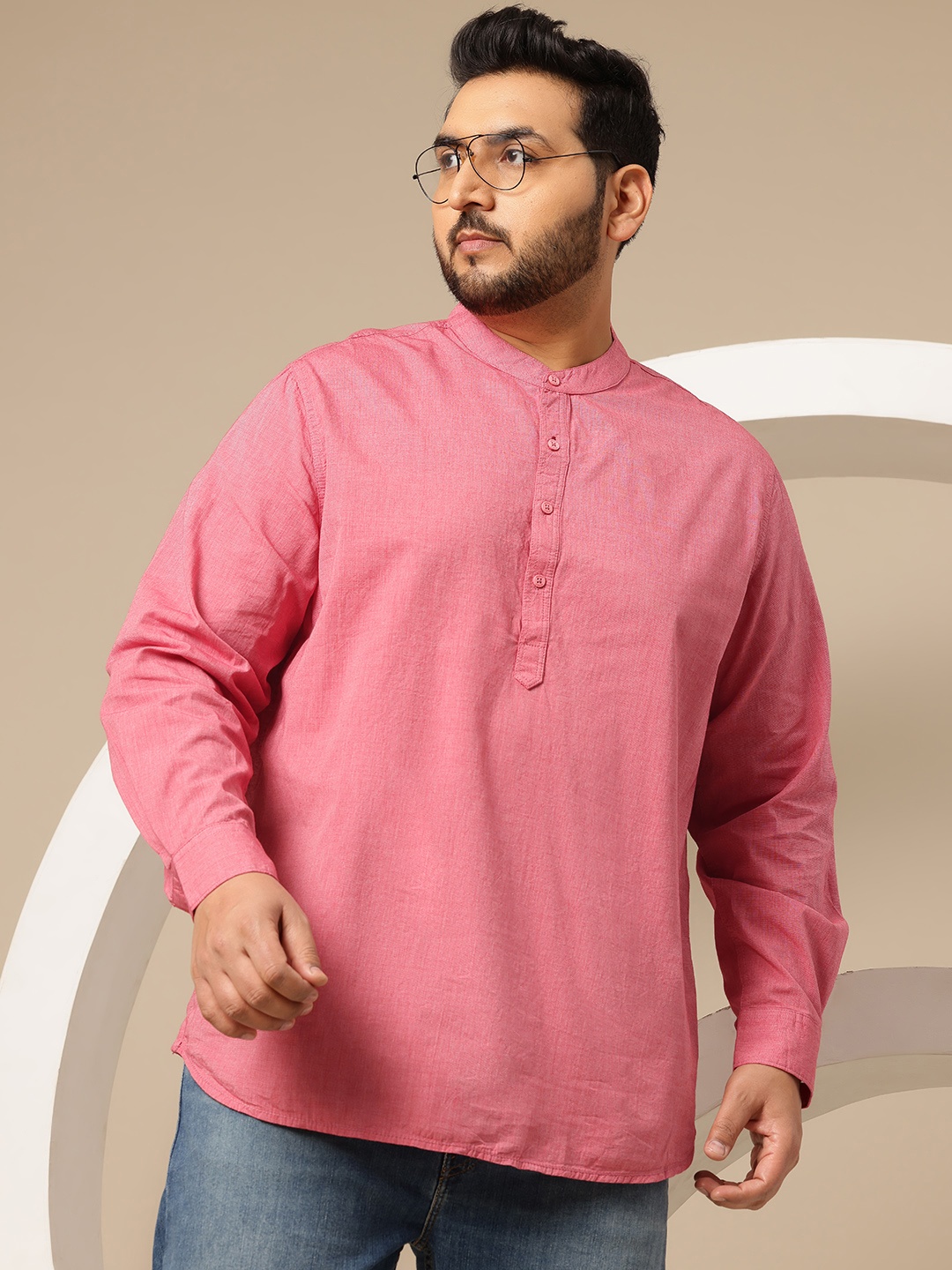 

Sztori Plus Size Pure Cotton Casual Shirt, Pink