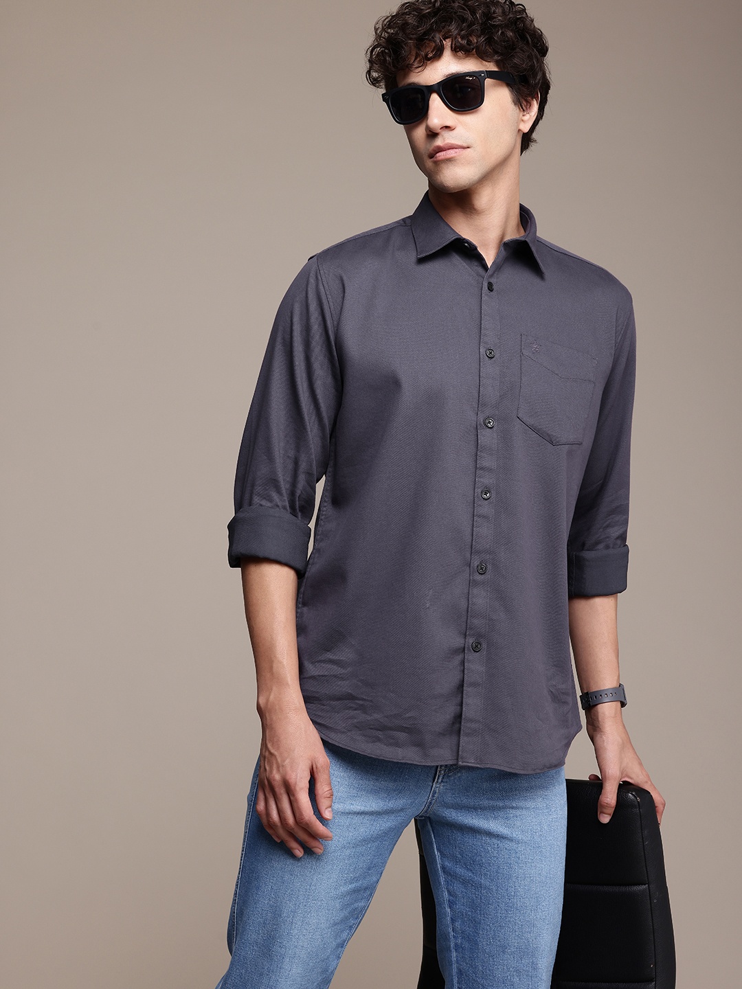 

French Connection Slim Fit Opaque Casual Shirt, Grey