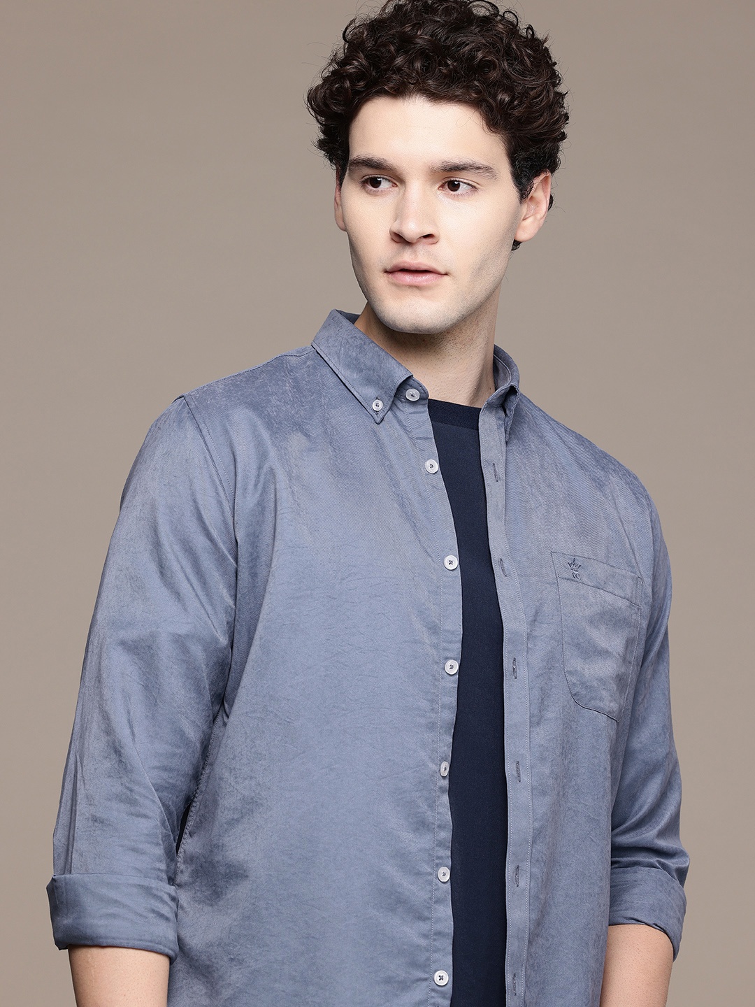 

French Connection Slim Fit Opaque Casual Shirt, Blue