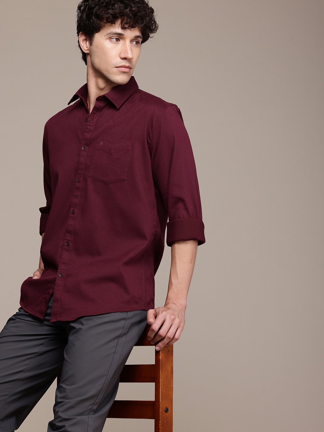 

French Connection Slim Fit Opaque Casual Shirt, Maroon