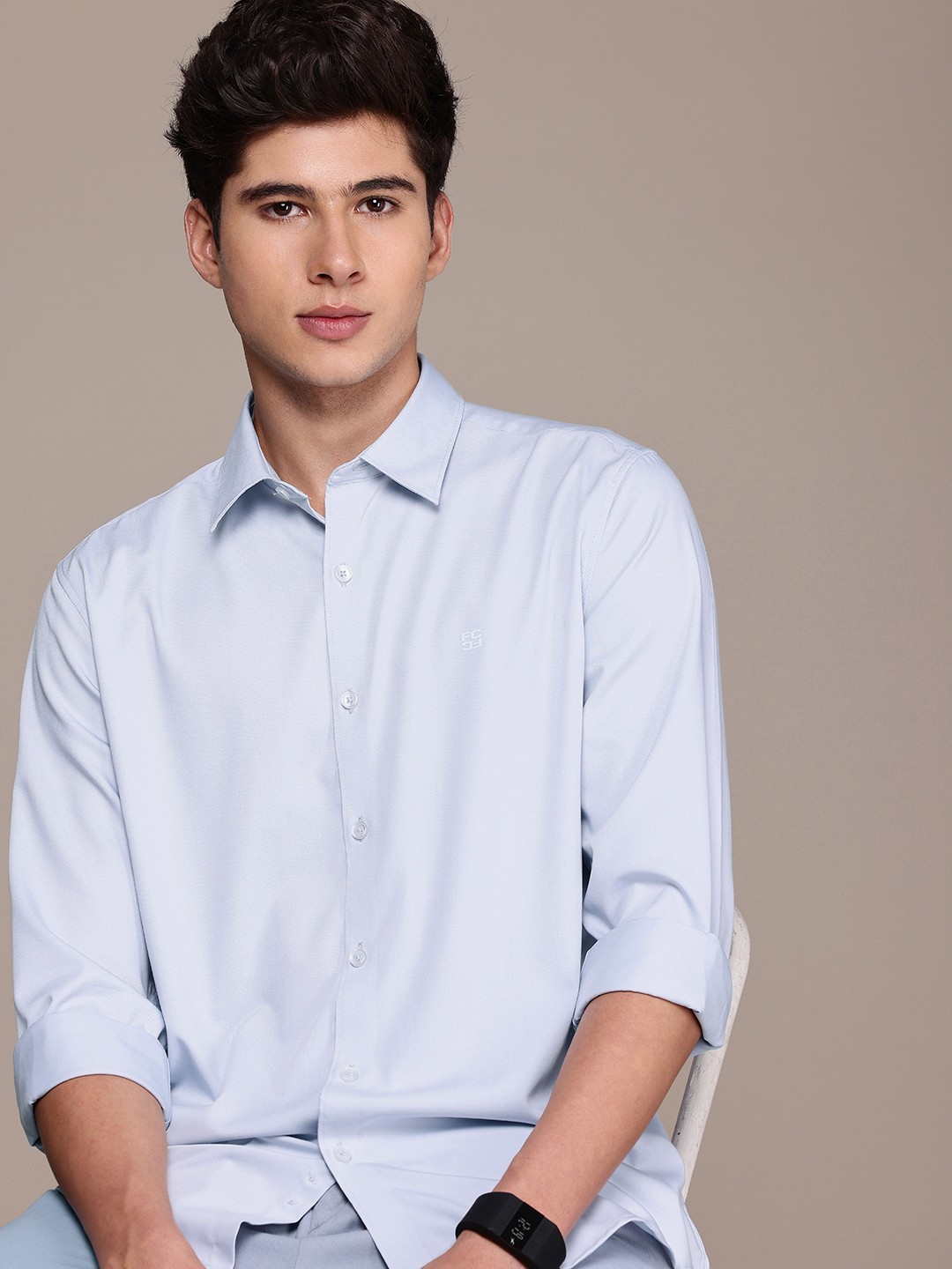 

French Connection Slim Fit Solid Opaque Shirt, Blue
