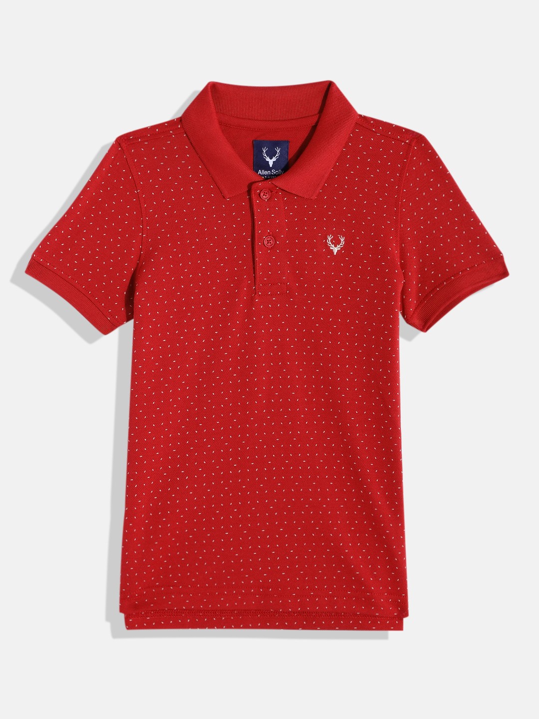 

Allen Solly Junior Boys Micro Ditsy Printed Polo Collar Pure Cotton T-shirt, Red
