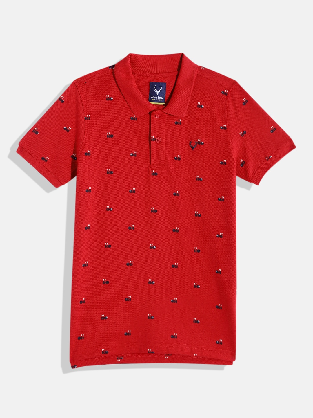 

Allen Solly Junior Boys Printed Polo Collar Pure Cotton T-shirt, Red