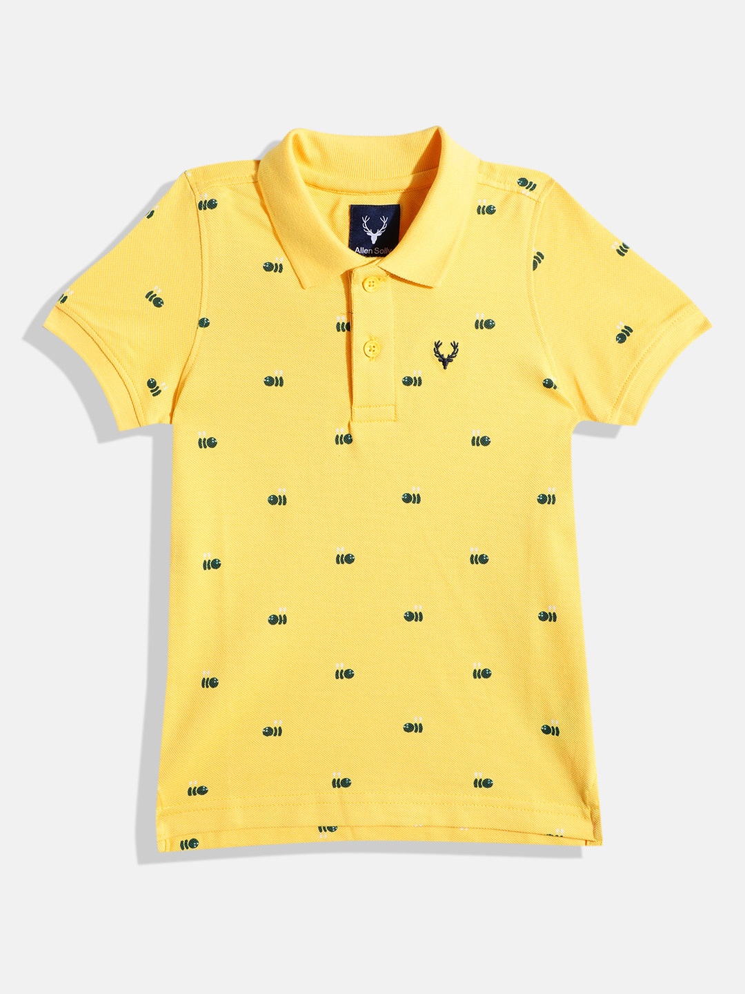 

Allen Solly Junior Boys Micro Print Polo Collar Pure Cotton T-shirt, Yellow