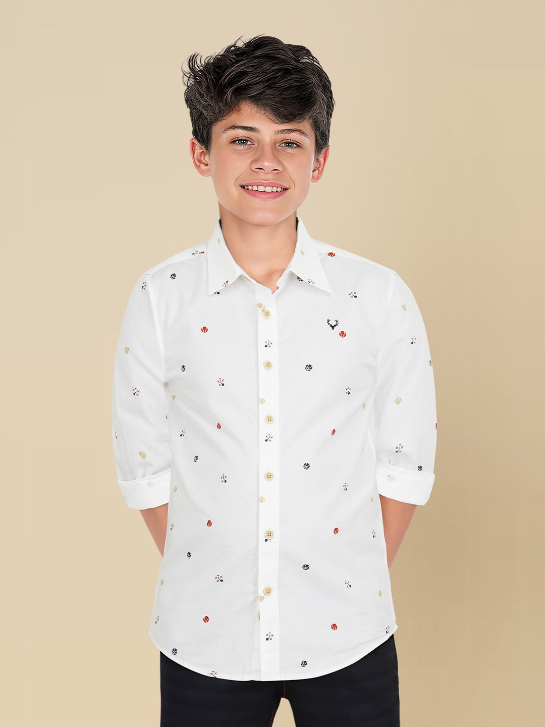 

Allen Solly Junior Pure Cotton Sport Fit Opaque Printed Casual Shirt, White