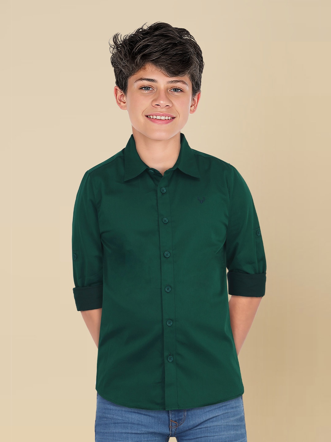 

Allen Solly Junior Boys Spread Collar Pure Cotton Casual Shirt, Green