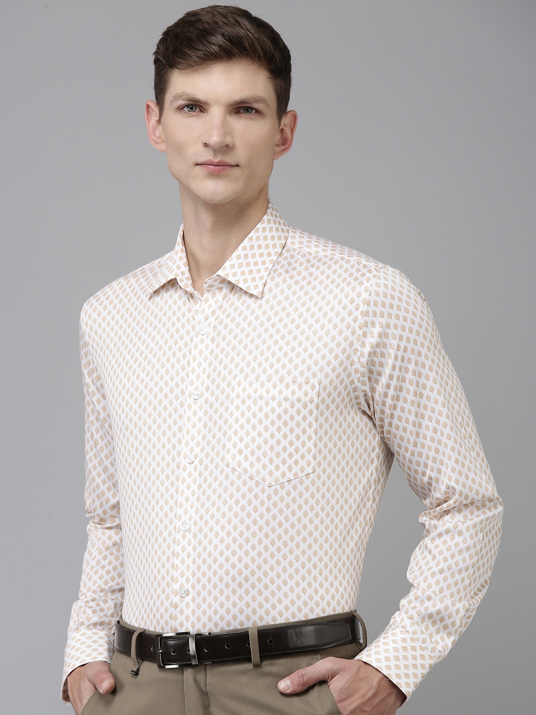 

Van Heusen Pure Cotton Slim Fit Opaque Printed Formal Shirt, White