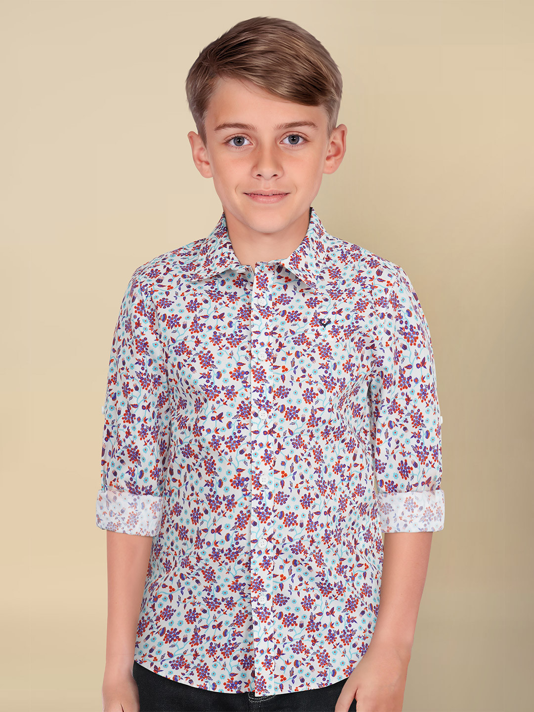 

Allen Solly Junior Boys Sport Fit Floral Printed Pure Cotton Casual Shirt, White